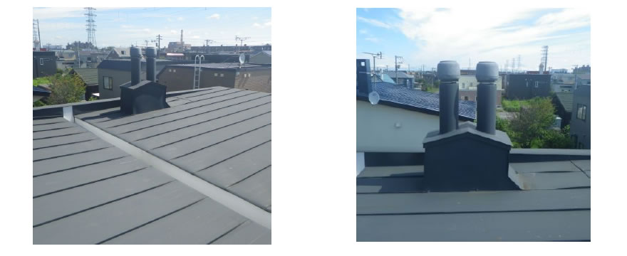 屋根は北海道の寒冷地特有のスノーダクト、地熱を利用した暖房システム